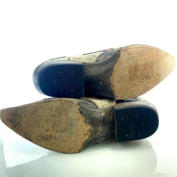 STETSON 10 Handmade Distressed Leather Gray Boots - Picture 8 of 9